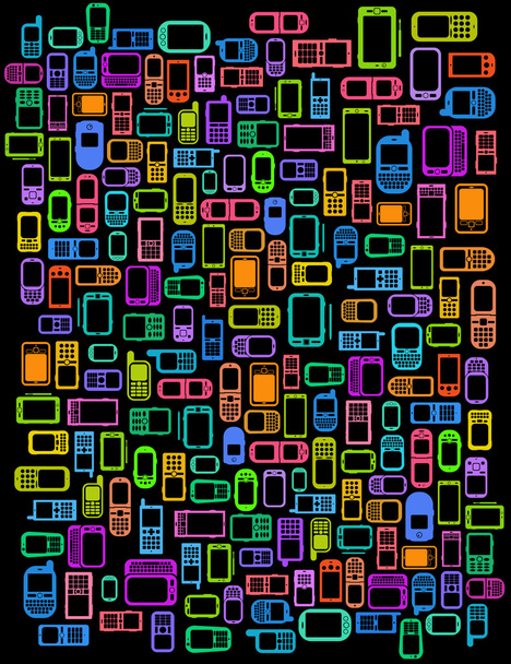Mobiltelefonok és okostelefonok háttér - Vektor, kép