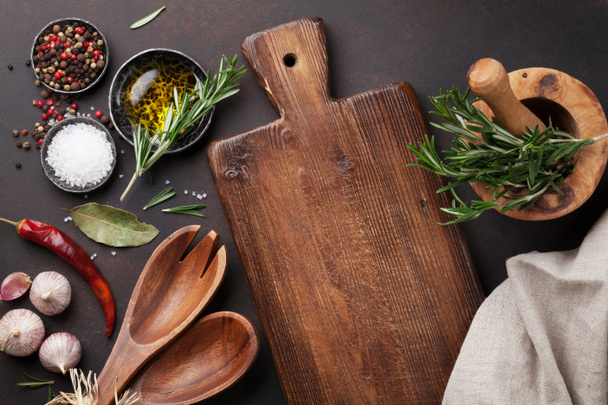 Herbs, spices and utensils - Fotografie, Obrázek