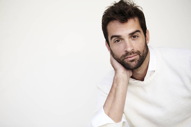 Handsome man in white sweater - Photo, image