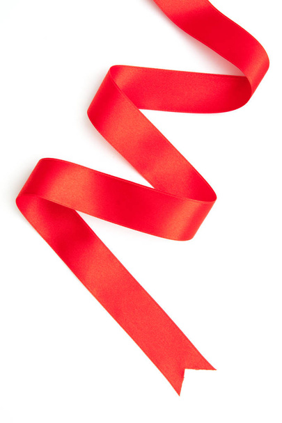 red ribbon border isolated on white - Φωτογραφία, εικόνα