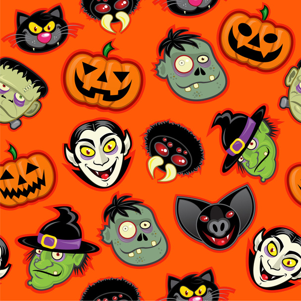 Personajes de Halloween patrón sin costuras
 - Vector, Imagen