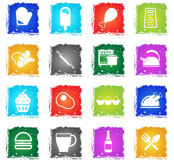 Potraviny a kuchyňské jednoduše ikony - Vektor, obrázek
