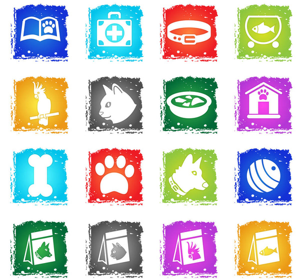 Conjunto de iconos de mercancías para mascotas
 - Vector, Imagen