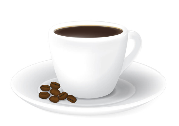 tazza di caffè su sfondo bianco  - Vettoriali, immagini