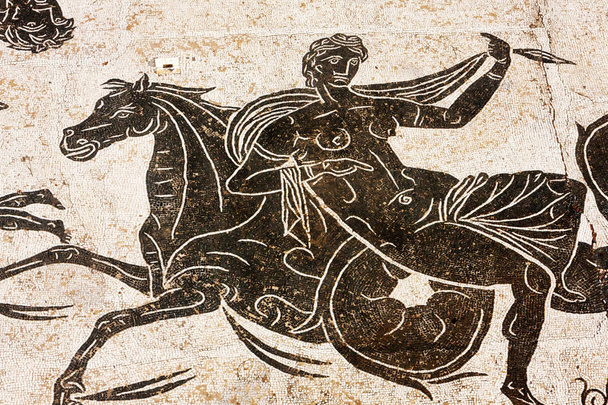 Particular de mosaico romano en los baños termales de Neptuno en un
 - Foto, Imagen