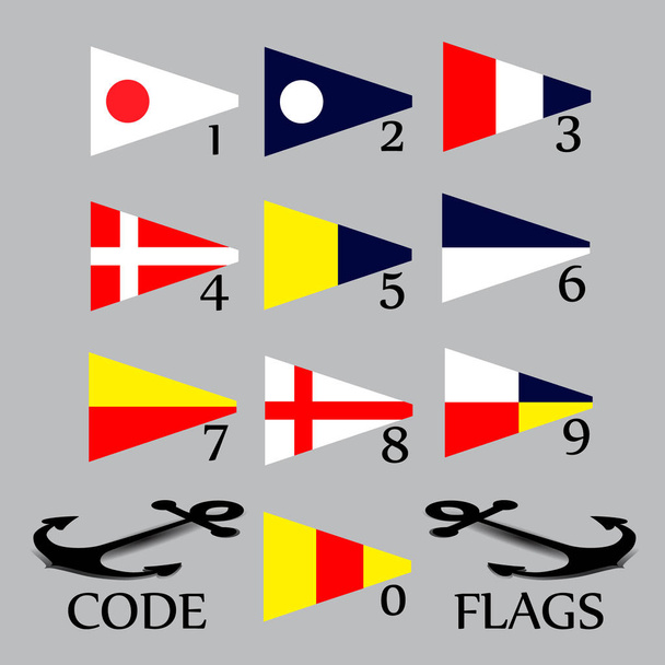 Complete set of Nautical flags for numbers - Vector, Image