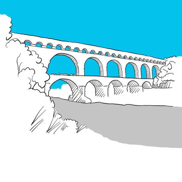 Aquaduct Avignion, Frankrijk - Vector, afbeelding