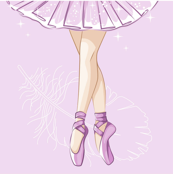 Patas delgadas de mujer en zapatillas de ballet
. - Vector, Imagen