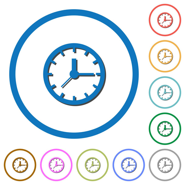 Clock icons with shadows and outlines - Wektor, obraz