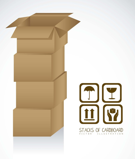 stapels van kartonnen dozen - Vector, afbeelding