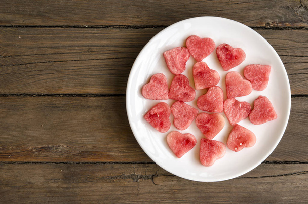 Salad of watermelon hearts on Valentine's Day   - Foto, afbeelding
