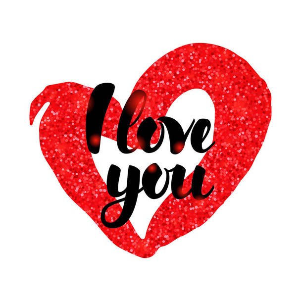 I Love You Red Handwritten Inscription - Vector, Image