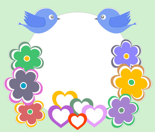 Vector illustration of a cute forest bird and home flowers - Wektor, obraz