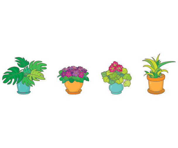 Plantes d'intérieur en pots de couleur
 - Vecteur, image