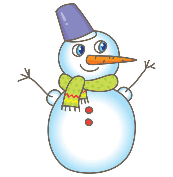 Snowman with carrot and bucket - Vecteur, image
