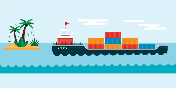 Illustration vectorielle du transport maritime de marchandises par navire
. - Vecteur, image