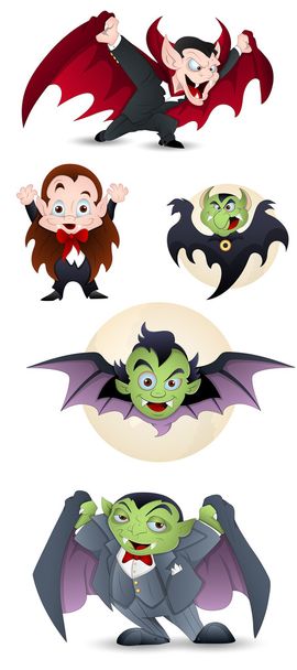 Colección de dibujos animados Drácula y vampiros
 - Vector, imagen