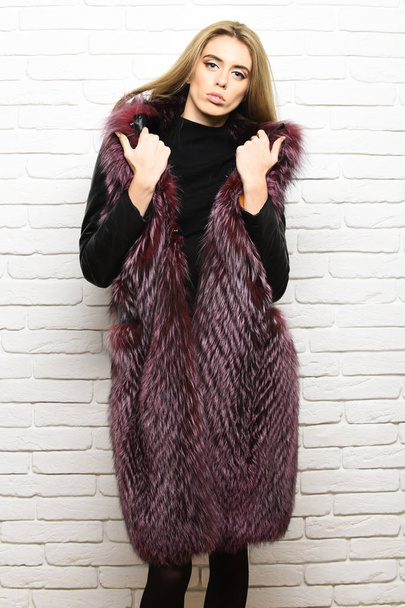 fashionable sexy woman in fur - Fotó, kép
