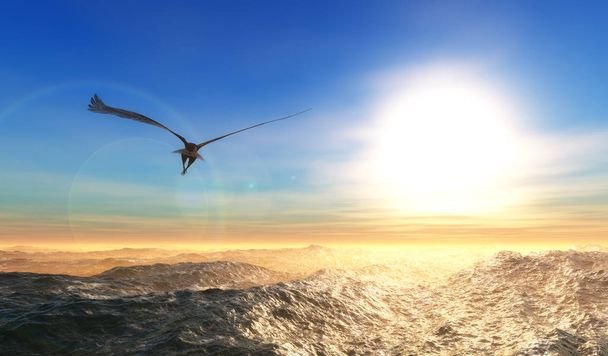 3D ilustrace orla letícího v oblacích  - Fotografie, Obrázek