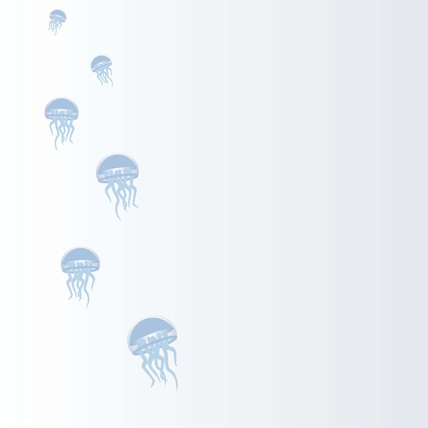 Medusas sobre fondo azul marino
 - Vector, imagen