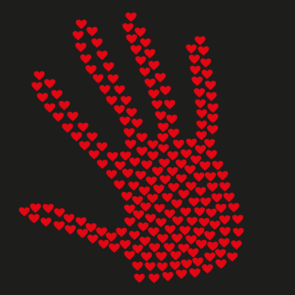 καρδιά με μορφή χέρια, κόκκινο και μαύρο - Διάνυσμα, εικόνα