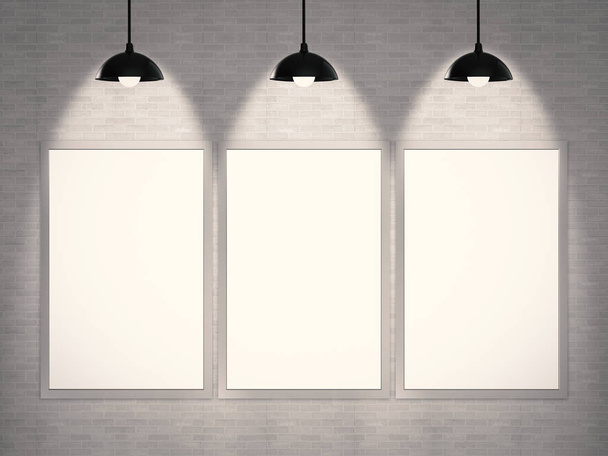 marco en blanco colgando en la pared de ladrillo
 - Foto, Imagen