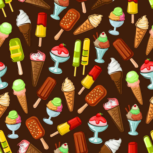 果物のシームレスなパターンを持つアイス クリーム デザート - ベクター画像