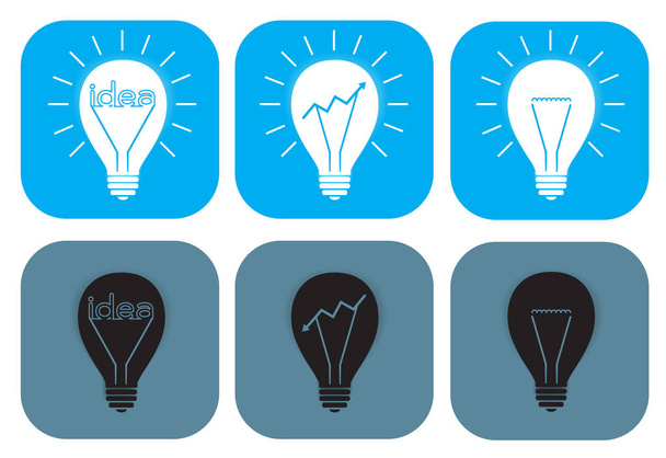 Open and turned off light bulb idea icon vector  - Vector, Image
