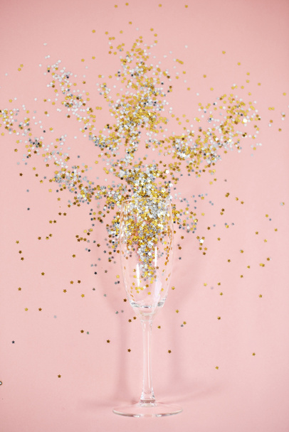Champagne glass with confetti - Photo, Image