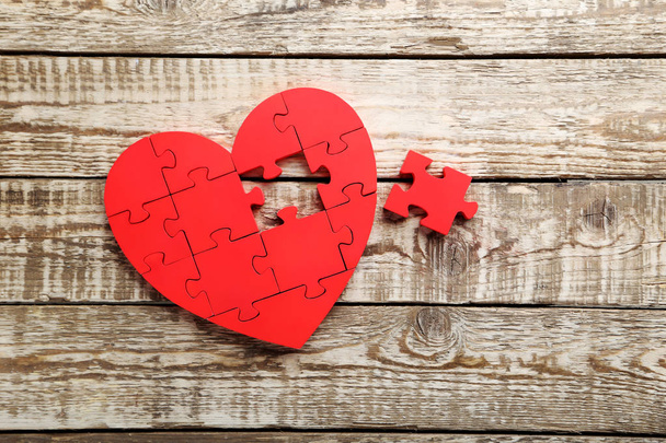 Red puzzle heart  - Fotó, kép
