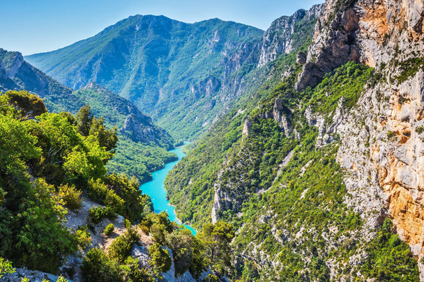 Emerald  river flowing at bottom of gorge - Fotó, kép