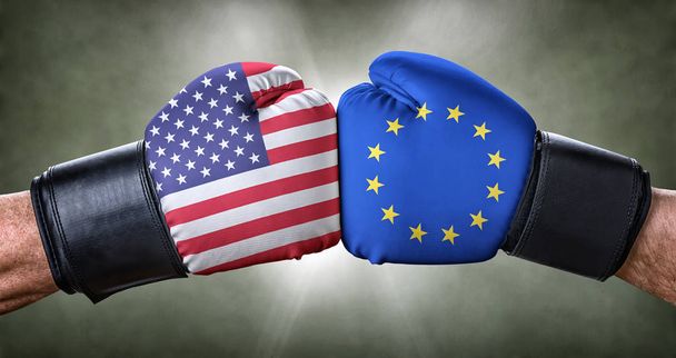 ABD ve Avrupa Birliği arasında bir boks maçı - Fotoğraf, Görsel