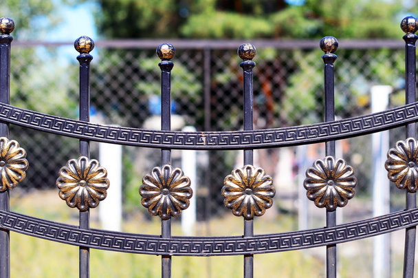 Dekoratif dökme demir çit görüntüsü. metal çit. güzel çit ile sanatsal dövme. Fikir dekoratif demir dekoratif Metal çit - Fotoğraf, Görsel