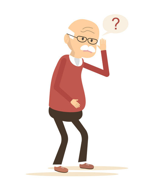 Deaf Old Man Trying to Hear - Vector, Image