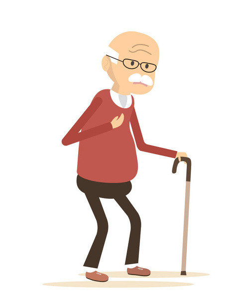 alter Mann mit Herzschmerzen - Vektor, Bild