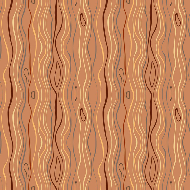 Seamless striped nature pattern. Vertical narrow wavy lines. Bark, branches of trees, tropical forest theme texture. Orange, brown, red, colored background. Vector - Vector, Image