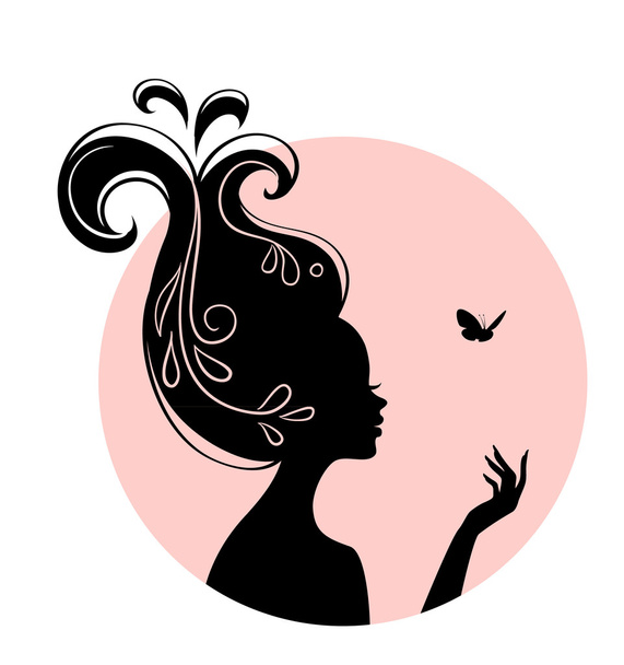 Beauty woman with butterfly - Vector, imagen