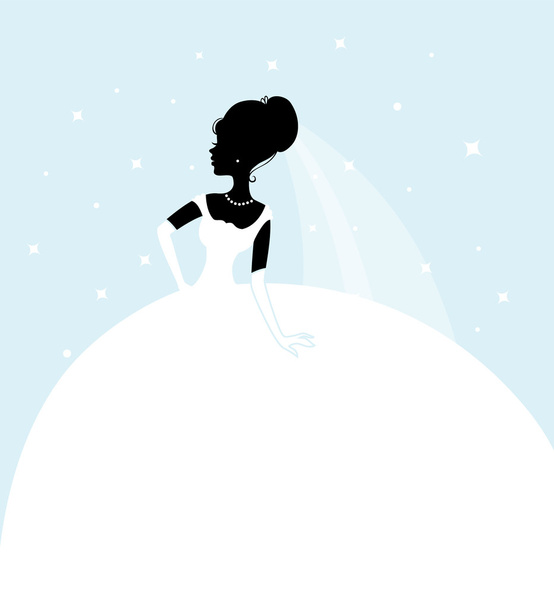 Beautiful bride in white dress - Vector, Image