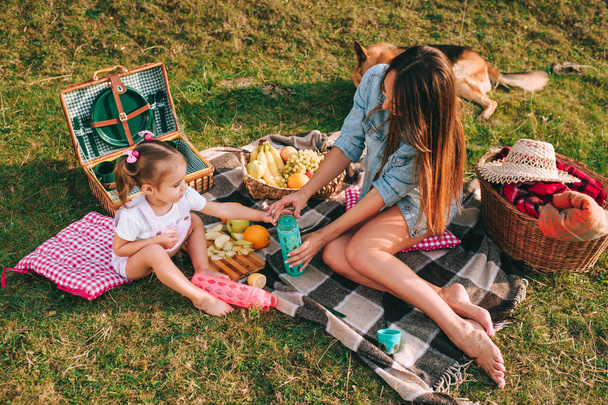 mother and daughter have picnic - Фото, изображение