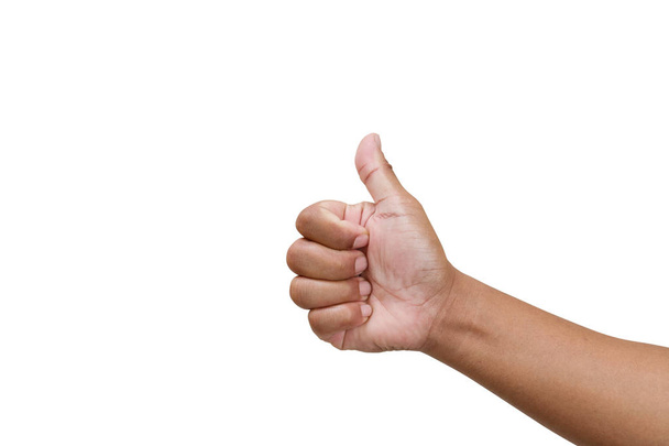 Thump up sinal de mão isolado no branco
 - Foto, Imagem