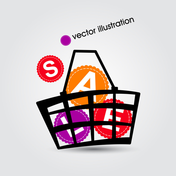 Basket and sale. Vector illustration. - Вектор, зображення