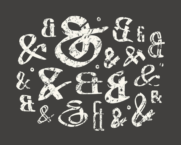 Σετ διακόσμησης συμπλεκτικά σύμβολα γράμματα και πρόσκληση - Διάνυσμα, εικόνα