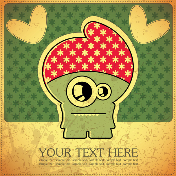 Monster on retro background - Vector, Image