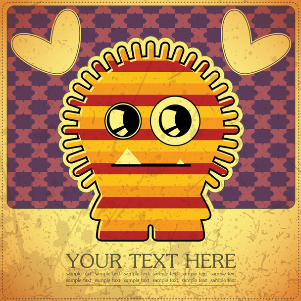 Monster on retro background - Vector, Image