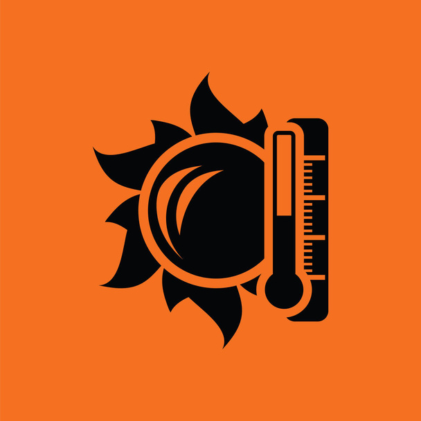 Солнце и термометр с значком высокой температуры
 - Вектор,изображение