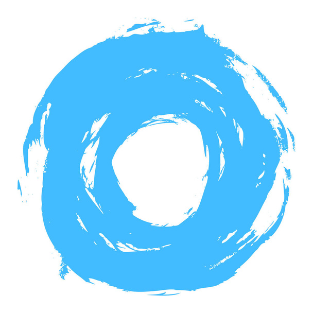 Blauwe penseelstreek cirkel vorm - Vector, afbeelding