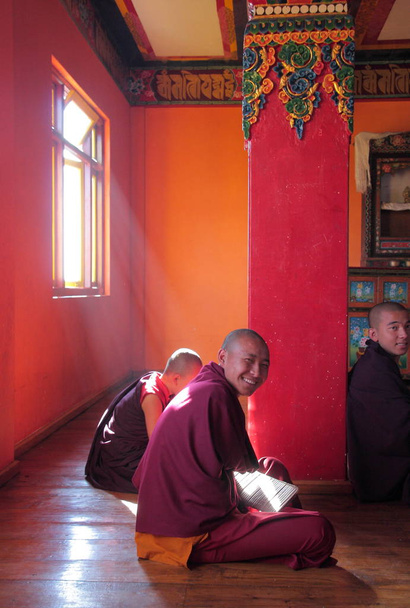 Buddhist monks looking at camera - Photo, Image