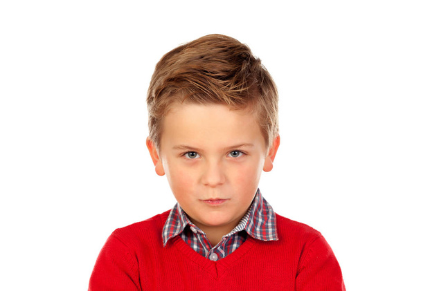Lustiger kleiner Junge im roten Trikot - Foto, Bild