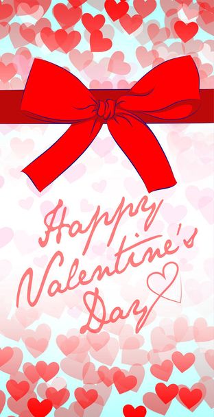 Valentinstag Vektor Illustration der roten Schleife und Hintergrund aus Herzen - Vektor, Bild