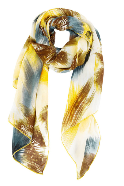žluté hedvábí šátek izolované na bílém pozadí. - Fotografie, Obrázek